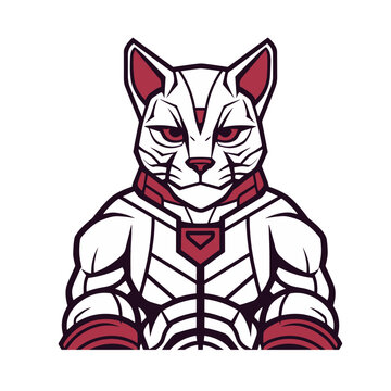 cat robot transformer graphic black and white vector illustration isolated transparent background, logo, cut out or cutout t-shirt print design, poster, products or packaging design.