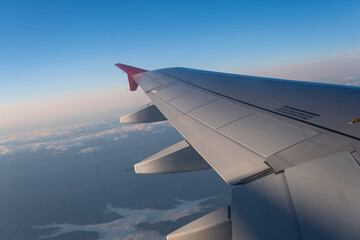 view from the porthole of the plane