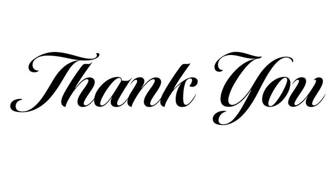 Animated calligraphy that appears write effect with text Thank You on White background