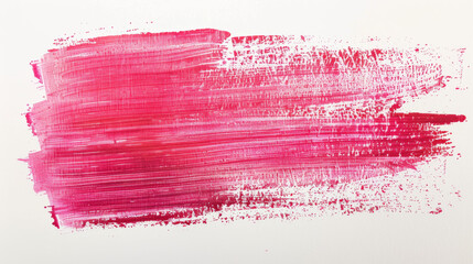 This image shows the raw texture of a thick pink paint smear spread horizontally across a white surface