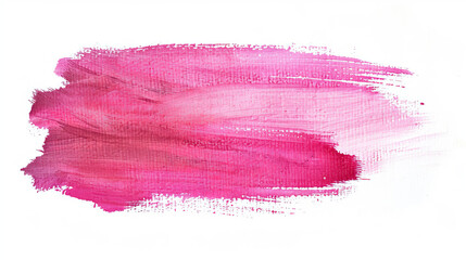 A single bold and bright pink brush stroke painted on a clean white background, conveying energy and creativity