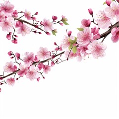cherry blossom branch isolated on white background, Ai Generated