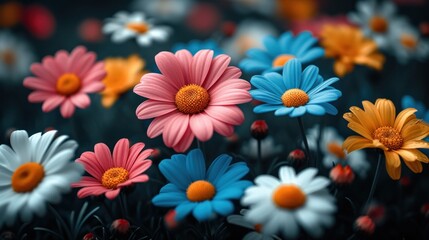  a close up of a bunch of flowers with one flower in the middle of the picture and the other flower in the middle of the picture in the middle of the picture.