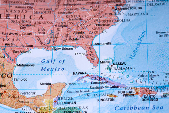 Florida on the world map close up