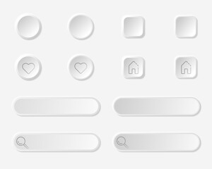 White neomorphism icons, vector buttons - 750211343