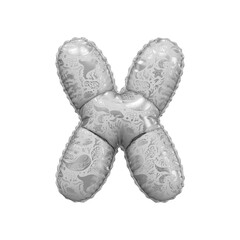 3D inflated balloon letter X with glossy metalic colored sea life design for children