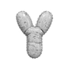 3D inflated balloon letter Y with glossy metalic colored sea life design for children