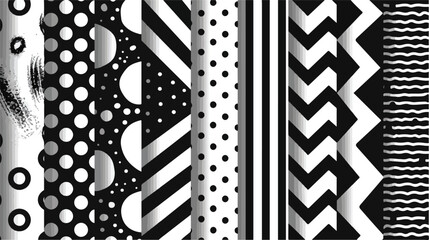 Geometric set of seamless black and white patterns.