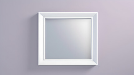 mockup template poster: empty white picture frame hanging on pastel grey violet wall background