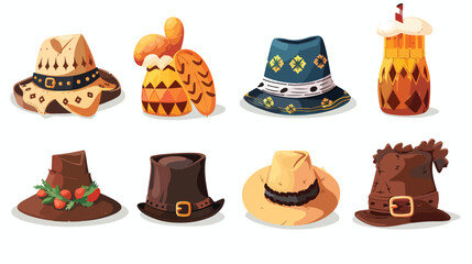 German traditional hat and oktoberfest icons isolate