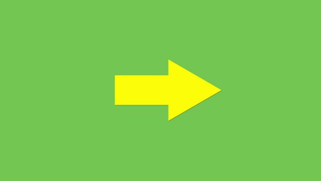 Yellow arrow pointing graphic animation on green screen 7