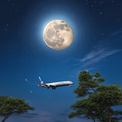 airplane in the night sky