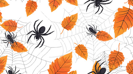 Halloween seamless pattern of black spider silhouett
