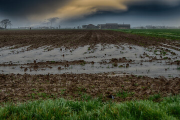 Rain on the Po Valley San Giuliano Nuovo, Alessandria, Piedmont, Italy
