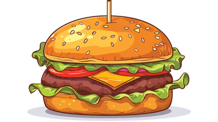 Hamburger delicious fast food isolated vector illust