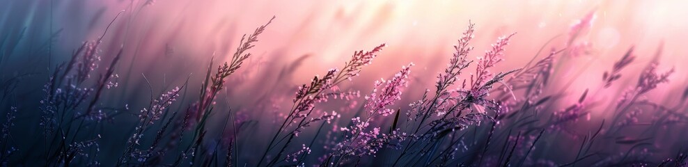 abstract background with grass and lavender. Beautiful spring summer nature