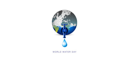 World water day concept. Dry earth and save water awareness poster and background.