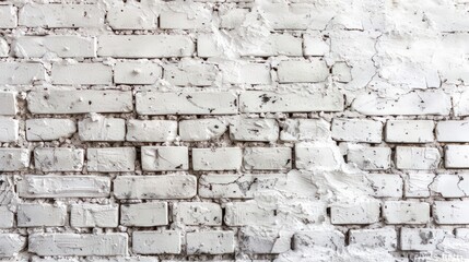 It's a retro whitewashed old brick wall surface showcasing a white rustic brick texture