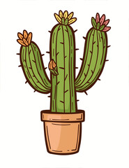 cactus with flowers. Generative AI