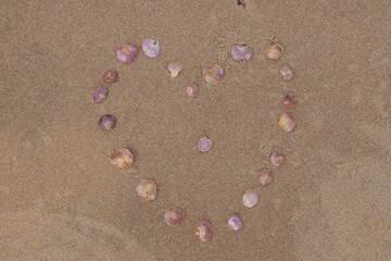 Fototapeta na wymiar heart on the sand