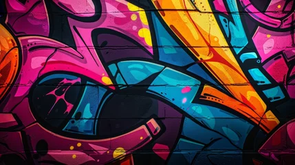 Foto op Plexiglas The seamless background showcases colorful graffiti against a dark background © Orxan