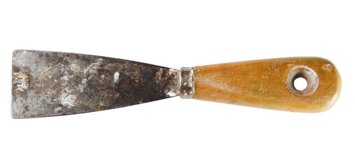 Trowel or metal spatula isolated on background. Tool for construction mason.