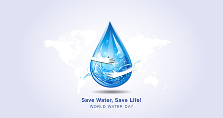 World water day. Promotional awareness Banner background. Water Saving, water conservation poster concept. Vector illustration.