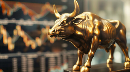 Bull Stock Market with Trading Chart