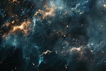 space scene with tiny letters shining as the Milky Way - obrazy, fototapety, plakaty