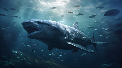 Fototapeta premium Big underwater fish, big underwater creature, underwater wale animal