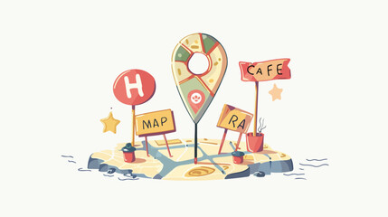 Map pin pointer with cafe or restaurant sign icon is