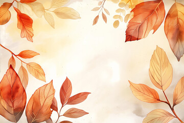 autumn leaves watercolor design. Generative AI