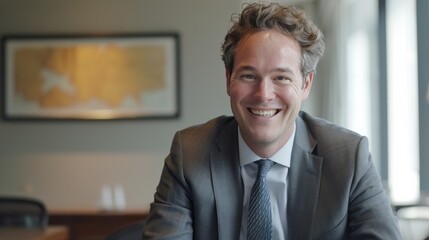 Fototapeta premium Smiling Man in Suit and Tie