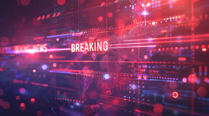 Breaking news broadcast vector futuristic background with world map. News broadcast and 