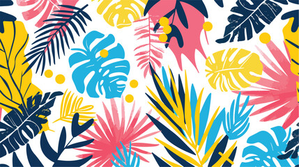 Multicolor abstract background with tropical palm le - obrazy, fototapety, plakaty