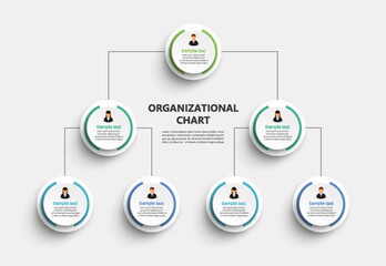 Corporate organizational chart with business avatar icons. Business hierarchy infographic elements