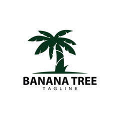 Banana Tree Logo, Fruit Tree Plant Vector, Silhouette Design, Template Illustration