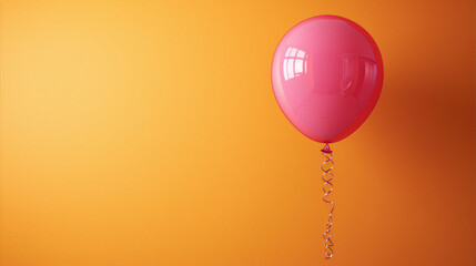 Pink balloon on orange background. 3D illustration.