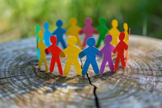 Community unity represented by paper figures in a circle Symbolizing teamwork and cooperation