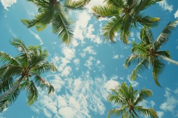 Fototapeta na wymiar Tropical beach scene viewed from below Highlighting a vacation paradise