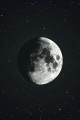 Celestial Moonlight - Cratered Lunar Surface - Starry Night Backdrop - Generative AI