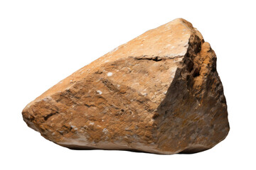 A high quality stock photograph of a single brown heavy rock isolated on a white background