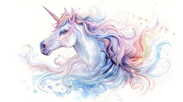 Vibrant Watercolor Unicorn Illustration