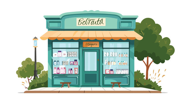 Pharmacy isolated on white background cartoon vector