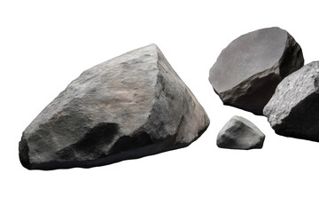 A high quality stock photograph of a single grey heavy rock isolated on a white background