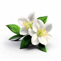 Naklejka na ściany i meble White flowers of jasmine on white isolated background