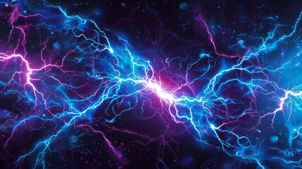 Electric Synapse - Vibrant Blue and Pink Lightning Energy - Dynamic Electricity Design - Plasma Sparks - Generative AI
