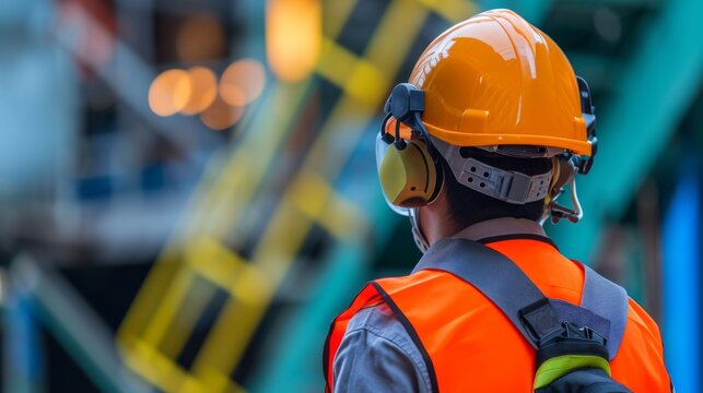 Focused on Safety - Construction Worker in Safety Gear - Health and Safety Background with Copy Space - Workplace Readiness - Generative AI