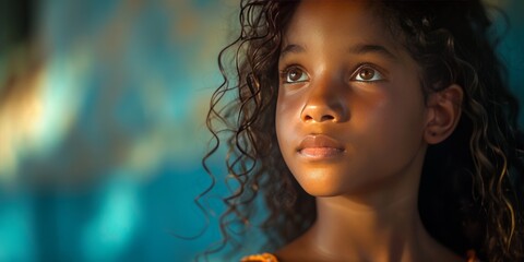 portrait of a young girl in the Dominican Republic - obrazy, fototapety, plakaty