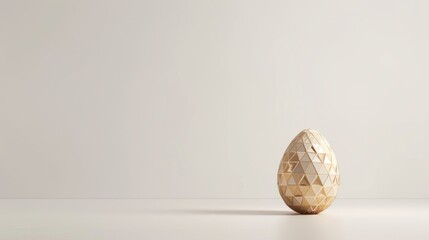 Fototapeta premium Geometric Patterned Easter Egg - Minimalistic Design on White Background with Copy Space - Contemporary Holiday Decoration - Generative AI